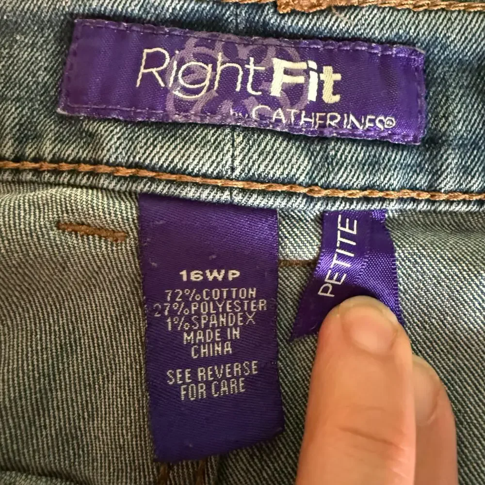 Catherine's Right Fit Curvy Jean Plus Stretch Denim Med Wash Straight Leg 16WP